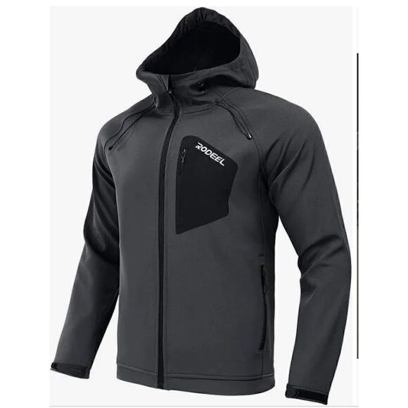 Rodeel Men's Softshell Front-zip Jacket Fleece Lined Windproof - Picture 1 of 6